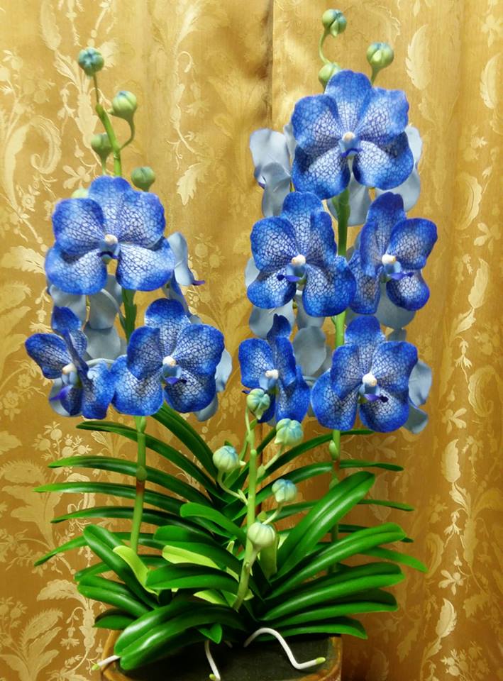 Blue Vanda clay flower size L